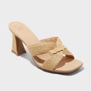 A New Day Women's Tan Braided Heeled Sandals